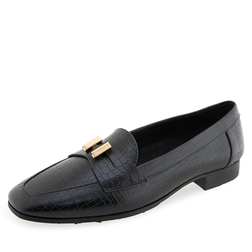 Aerosoles Damen Paulette Flacher Slipper, Schwarzes Mini-geprägtes Krokodil-Kunstleder, 38.5 EU von Aerosoles