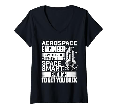 Damen Luft- und Raumfahrtingenieur - Luft- und Raumfahrttechnik Rocket T-Shirt mit V-Ausschnitt von Aerospace Engineer Merch