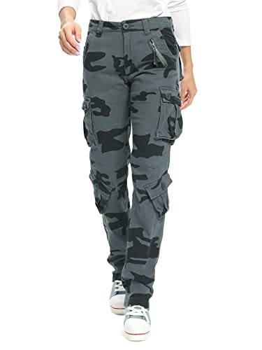 Damen Cargohouse Cargo Baggy Y2K Hose Casual Arbeitshose Outdoor Armee Camo Combat mit Taschen Camo E US 6 - DE 36 von Aeslech