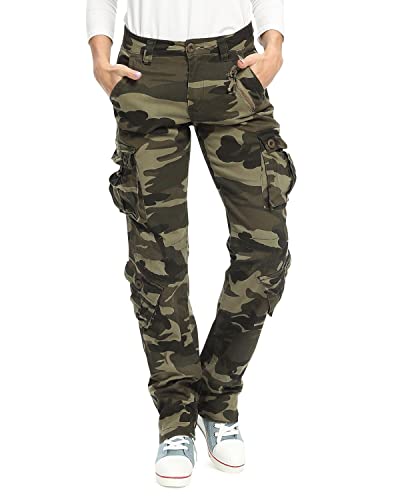 Damen Cargohouse Cargo Baggy Y2K Hose Casual Arbeitshose Outdoor Armee Camo Combat mit Taschen Camo 169 US 6 - DE 36 von Aeslech