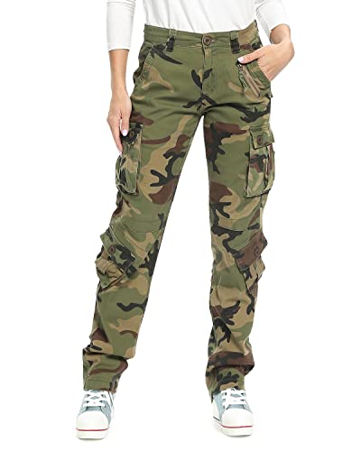 Damen Cargohouse Cargo Baggy Y2K Hose Casual Arbeitshose Outdoor Armee Camo Combat mit Taschen Camo 29 US 6 - DE 36 von Aeslech