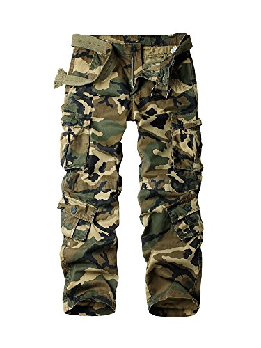 Aeslech Cargohose für Jungen, 8 Taschen, lässig, Outdoor, Reisen, Wandern, Camo M, 8-9 Jahre von Aeslech