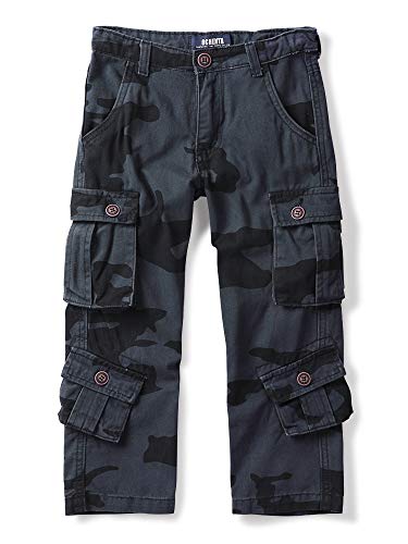 Aeslech Cargohose für Jungen, 8 Taschen, lässige Outdoor-Wanderhose, Camo E, 8-9 Jahre von Aeslech