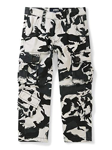 Aeslech Cargohose für Jungen, 8 Taschen, lässig, Outdoor, Reisen, Wandern, Camo White, 5 Jahre von Aeslech