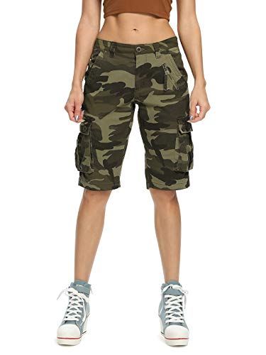 Aeslech Damen Camo Military Cargo Shorts mit 6 Taschen Casual Arbeit Outdoor Sommer Wear, Camo 169, 40 von Aeslech