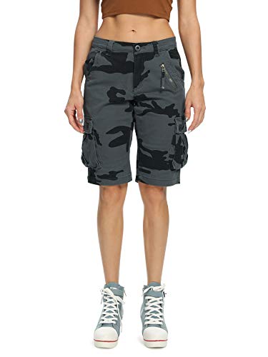 Aeslech Cargo-Shorts für Damen, Camouflage, Militär-Stil, mit 6 Taschen, für Freizeit, Arbeit, Outdoor, Sommer, Camo E, 38 von Aeslech