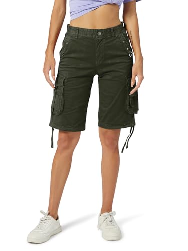 Aeslech Damen Cargo Shorts mit Multi Taschen Casual Bermuda Wandershorts, Dunkelgrau (Stretch), 46 von Aeslech