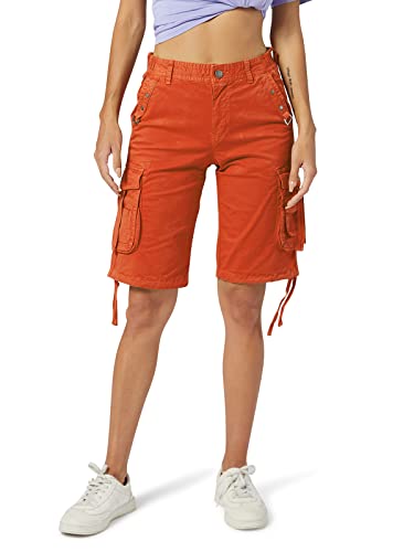 Aeslech Damen Cargo Shorts mit Multi Taschen Casual Bermuda Wandershorts, Orange (Stretch), 40 von Aeslech