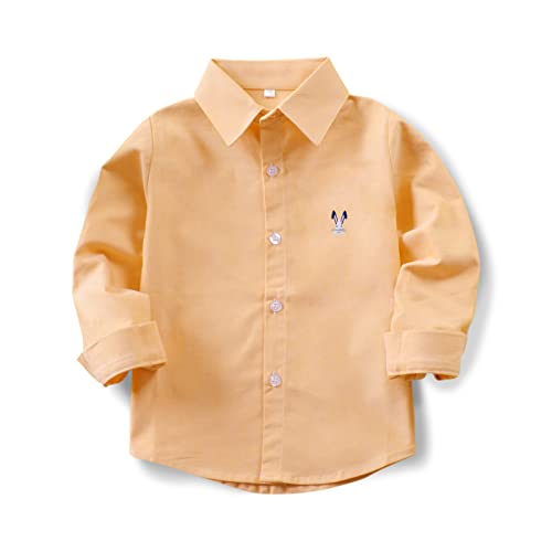 Aeslech Große Jungen Langarm Button Down Niedlich Hase Freizeitkleid Osterhemd, hellorange, 3 Jahre von Aeslech