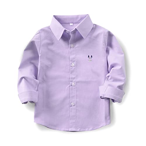 Aeslech Große Jungen Langarm Button Down Niedlich Hase Freizeitkleid Osterhemd, lavendel, 4 Jahre von Aeslech