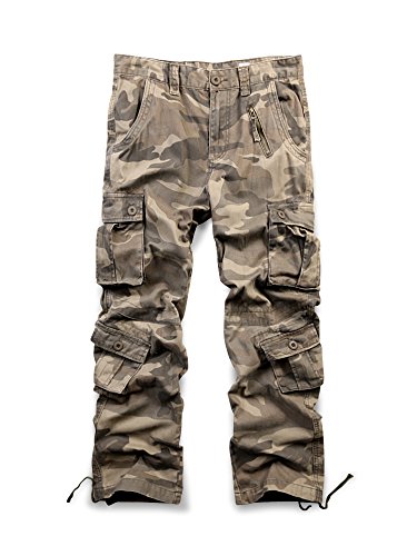 Aeslech Herren Cargohose Hose mit 8 Taschen Cargo Hose Baumwollhose Freizeithose Wanderhose Trekkinghose Outdoorhose für Männer Camo 169 W38 - DE48 von Aeslech