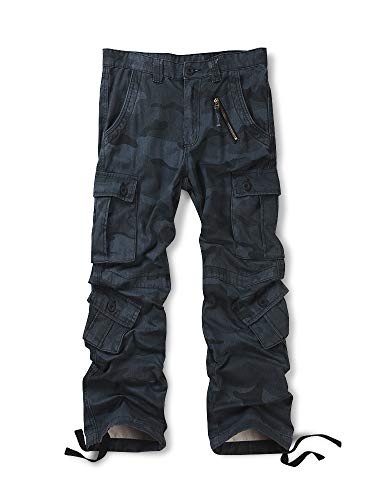 Aeslech Herren Cargohose Hose mit 8 Taschen Regular Fit Cargo Hose Baumwollhose Freizeithose Wanderhose Trekkinghose Outdoorhose für Männer Z Blau W42 - DE52 von Aeslech