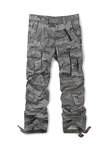 Aeslech Herren Cargohose Hose mit 8 Taschen Regular Fit Cargo Hose Baumwollhose Freizeithose Wanderhose Trekkinghose Outdoorhose für Männer Z Grau W42 - DE52 von Aeslech