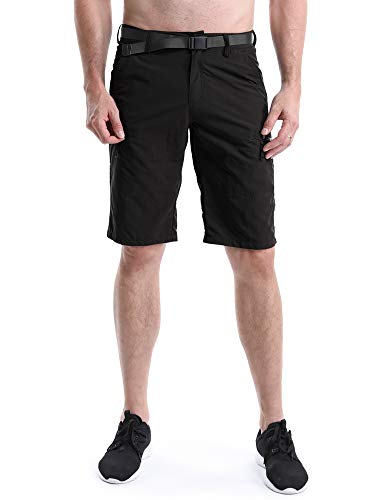 Aeslech Herren-Shorts mit erweiterbarer Taille, leicht, schnelltrocknend, Outdoor, Freizeit-Shorts für Wandern, Camping Gr. 40, Schwarz von Aeslech