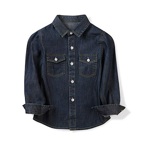 Aeslech Jungen Langarmshirts aus leichtem Denim Gr. 3 Jahre, dunkelblau von Aeslech