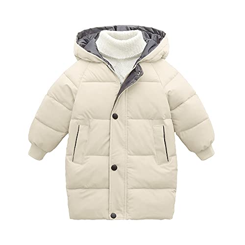 Aeslech Kinder Daunenjacke mit Kapuze, Jungen, Wintermantel für Mädchen, mittellang, mehrere Farben, warm, Winter, beige, 2-3 Jahre von Aeslech