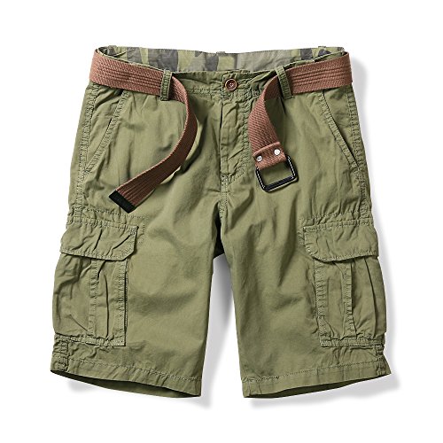 Aeslech Leichte Cargo-Shorts für Herren, knielang, mehrere Taschen, lässige Arbeit für den Sommer, grün, 46 von Aeslech