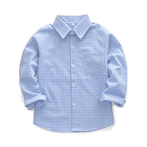 Aeslech Little Big Jungen Schuluniform Oxford Kleid Hemd Langarm Knopfleiste Tops, Z – Hellblau, 18 Monate von Aeslech