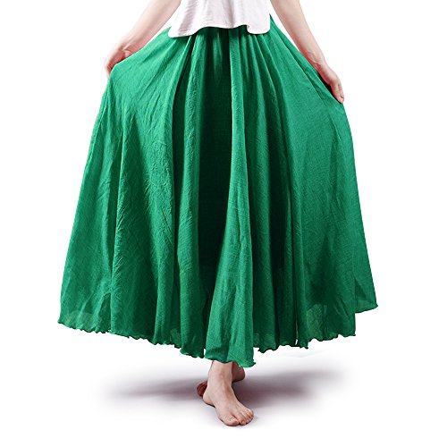 Aeslech Maxirock Damen Lang Mädchen Elastische Taillen Länge der Knöchel Sommerröcke Gothic Festival Outfit Grass Grün 105cm - L von Aeslech