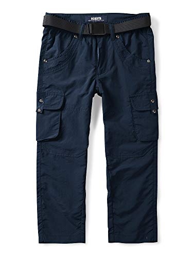Aeslech Unisex Kinder Outdoorhose Wanderhose, Quick Dry Cargohose für Jungen, Trekkinghose Camping Angeln mit Gurt 6 Blau 140-7-8 Jahre von Aeslech
