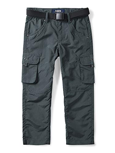 Aeslech Unisex Kinder Outdoorhose Wanderhose, Quick Dry Cargohose für Jungen, Trekkinghose Camping Angeln mit Gurt 6 Grau 160-10-11 Jahre von Aeslech