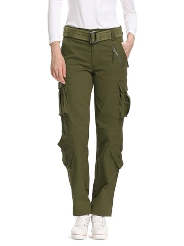 Damen Cargohouse Cargo Baggy Y2K Hose Casual Arbeitshose Outdoor Armee Camo Combat mit Taschen Armee Grün US 12 - DE 42 von Aeslech