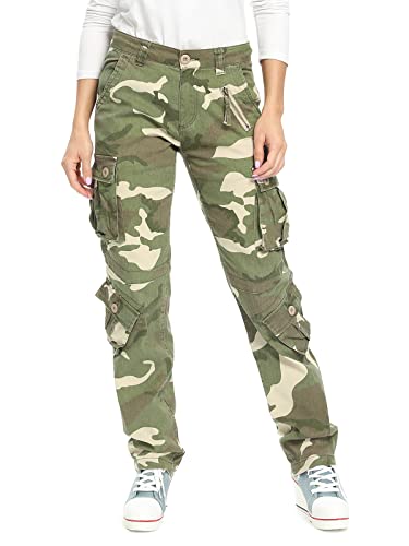 Damen Cargohouse Cargo Baggy Y2K Hose Casual Arbeitshose Outdoor Armee Camo Combat mit Taschen Camo 34 US 8 - DE 38 von Aeslech