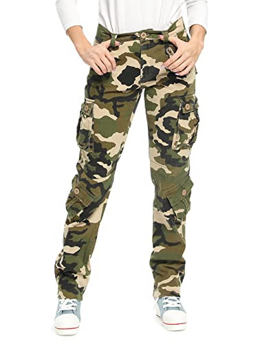 Damen Cargohouse Cargo Baggy Y2K Hose Casual Arbeitshose Outdoor Armee Camo Combat mit Taschen Camo M US 4 - DE 34 von Aeslech