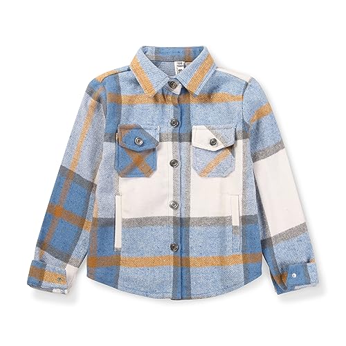 Flanell-Shacket für Mädchen, kariert, Knopfleiste, langärmelig, Freizeithemd, Shackets, Herbstjacke, Kleidung, Blau, 8-9 Jahre Flanell-Shacket für Mädchen, kariert, Knopfleiste, langärmelig, Freizeithemd, Shackets, Herbstjacke, Kleidung, Blau, 8-9 Jahre von Aeslech