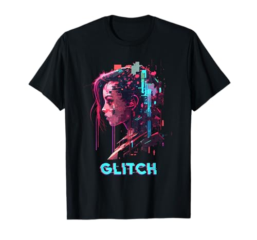 GLITCH Pixelkunst Cyber Vaporwave Sci-Fi Punk Girl Retrowave T-Shirt GLITCH Pixelkunst Cyber Vaporwave Sci-Fi Punk Girl Retrowave T-Shirt von Aesthetic Cyber Glitch Girl in SciFi Digital form