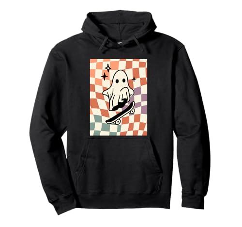 Preppy Fall Skater Ghost Autumn Vibe Checker, süßes Design für Jungen Pullover Hoodie von Aesthetic Fashion Holiday Things Decor and Stuff