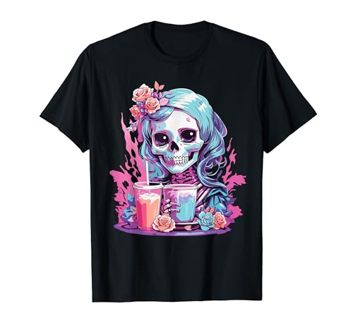 Aesthetic Goth Girl Skull Milkshake Kawaii Pastel Design T-Shirt von Aesthetic Goth Girl Skull Milkshake Pastell