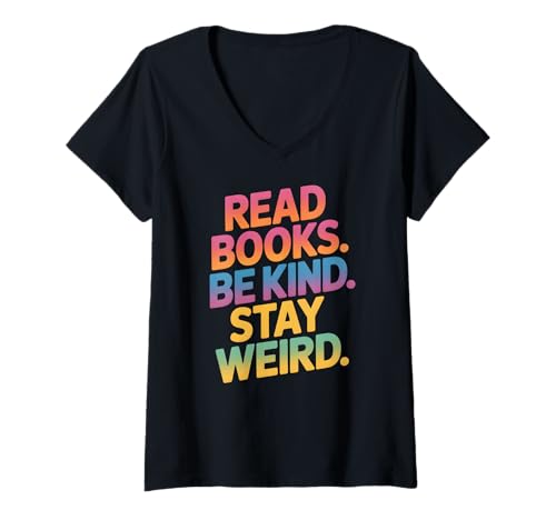Damen Bücher lesen Sei nett Bleib komisch für lesende Leute Buchliebhaber T-Shirt mit V-Ausschnitt Damen Bücher lesen Sei nett Bleib komisch für lesende Leute Buchliebhaber T-Shirt mit V-Ausschnitt von Aesthetic Reading Tees