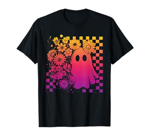 Retro Grunge Geist Blumen Kariert Vintage Blume Damen T-Shirt von Aesthetic Retro Floral Spooky Ghost Shirt Co.