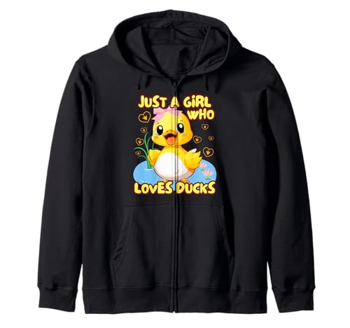 Just A Girl Who Loves Ducks Damen Niedliche Gummi-Enten-Liebhaber Kapuzenjacke von Aesthetic Teen Girls & Kids Cute Farm Duck Merch