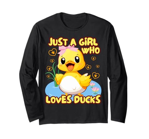 Just A Girl Who Loves Ducks Damen Niedliche Gummi-Enten-Liebhaber Langarmshirt von Aesthetic Teen Girls & Kids Cute Farm Duck Merch