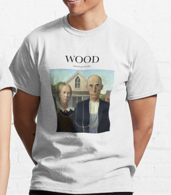 American Gothic T Shirt Grant Wood/Modernismus %100 Premium Baumwolle von AestheticGoodsStudio