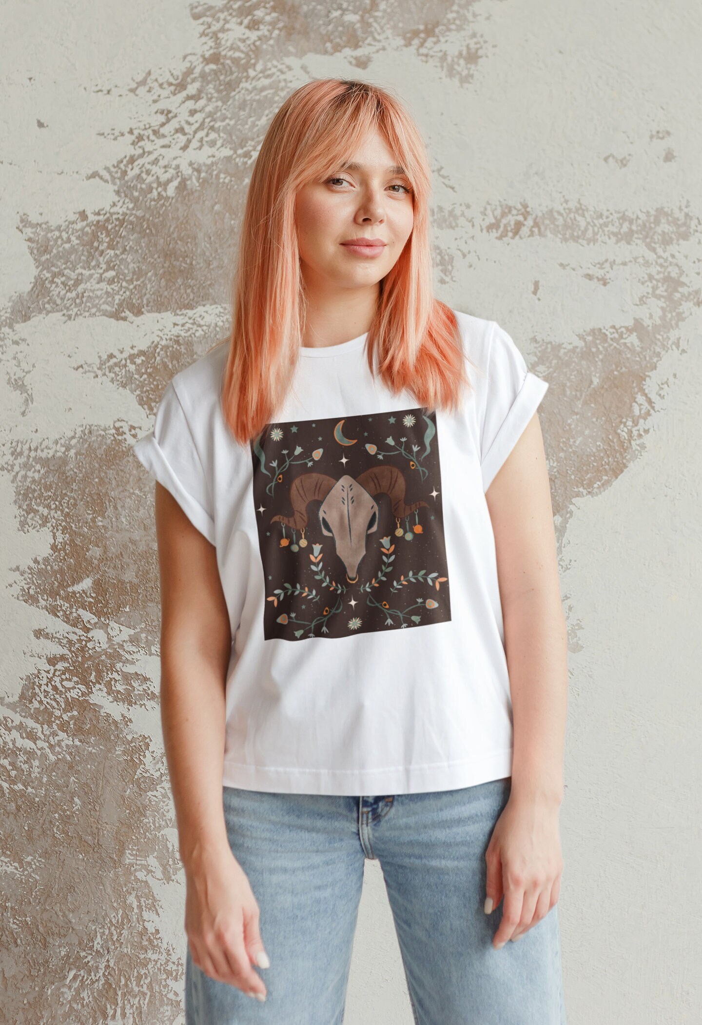 Esoterik Ram Goat T Shirt - Mystic Moon Okkult von AestheticGoodsStudio