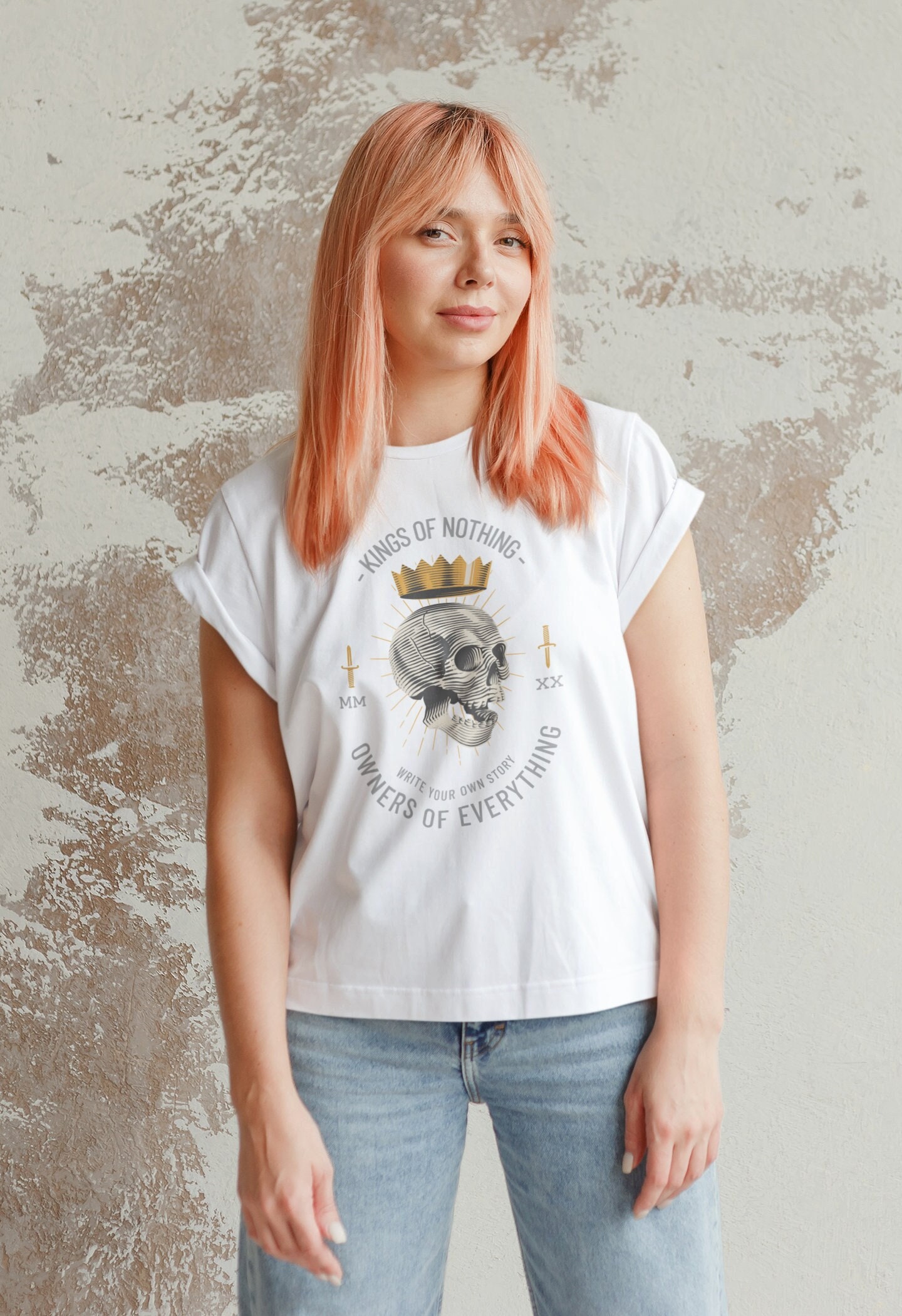 Skull T Shirt - Kings Of Nothing Skelett T-Shirt King Skulls %100 Premium Baumwolle von AestheticGoodsStudio