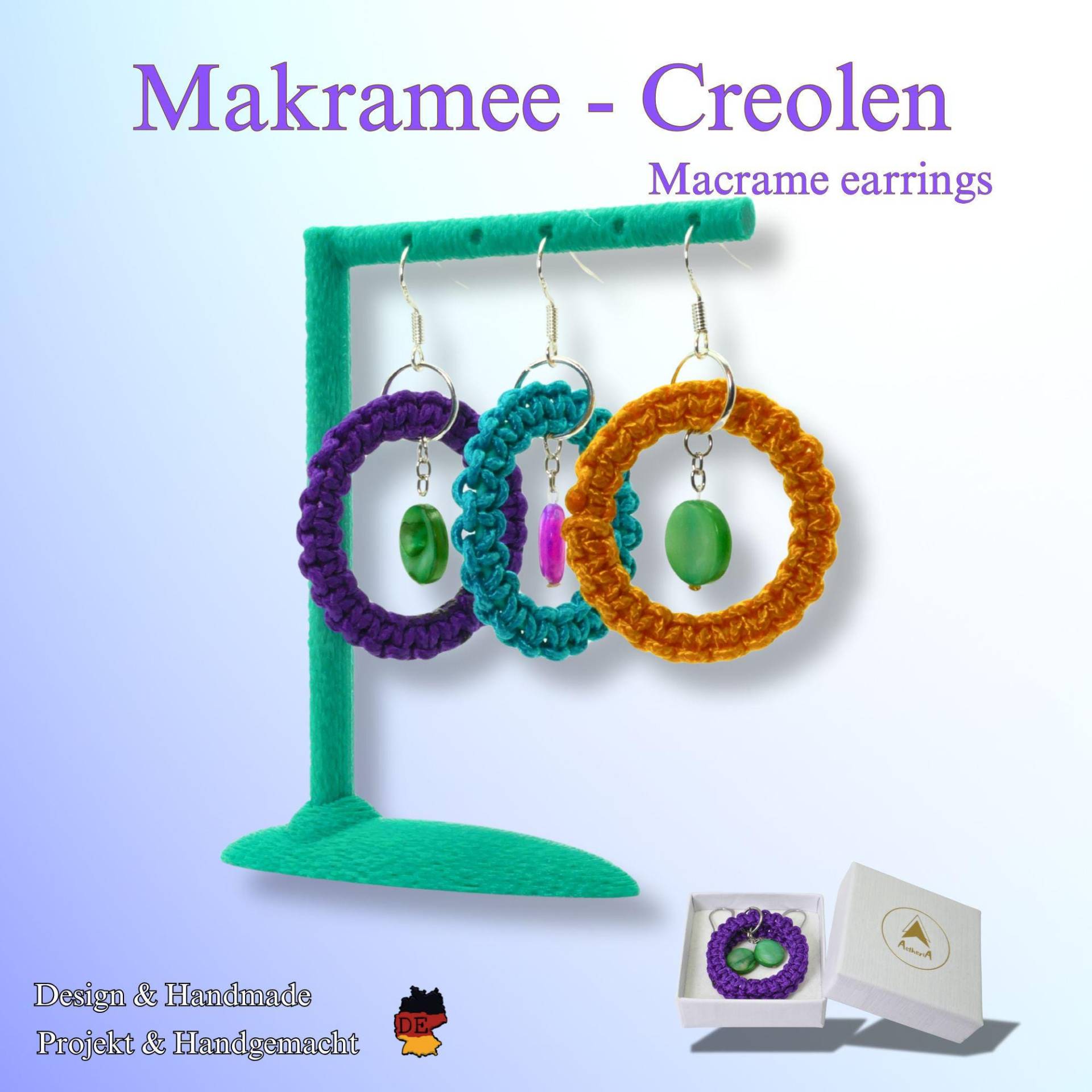Makramee-Creolen Mit Perlmutt - Boho Ohrringe Aus Paracord in 5 Farben, Silberne Ohrhaken, Geschenk Für Frauen, Handgemacht, Geschenkidee Makramee-Creolen Mit Perlmutt - Boho Ohrringe Aus Paracord in 5 Farben, Silberne Ohrhaken, Geschenk Für Frauen, Handgemacht, Geschenkidee von AetheriaDE