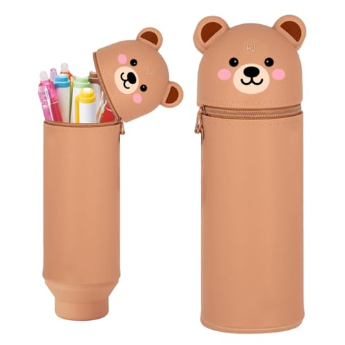 Aethryon 2-in-1 Schulmäppchen aus weichem Silikon, Kawaii Federmäppchen, Cartoon Federmäppchen, Tischstifthalter, Stand Up Federmäppchen, Stifte Mäppchen von Aethryon