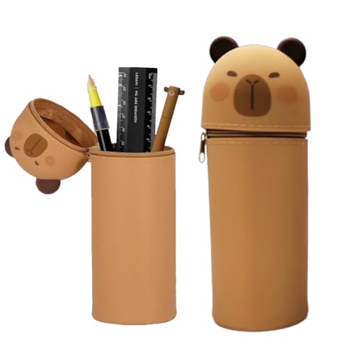 Aethryon 2-in-1 Schulmäppchen aus weichem Silikon, Kawaii Federmäppchen, Cartoon Federmäppchen, Tischstifthalter, Stand Up Federmäppchen, Stifte Mäppchen von Aethryon