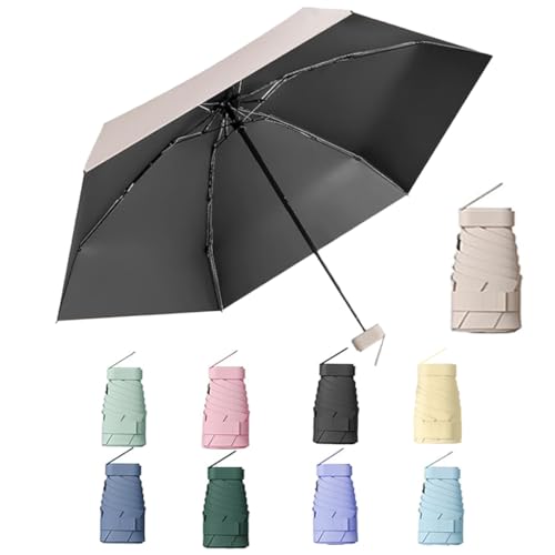 Aethryon Mini Reise Regenschirm, Kleiner UV-Regenschirm, Taschenschirme, Faltbarer Sonnenschirm, Reise Tragbarer Taschenschirm, Sonnenschirm Tragbar,(Cremefarben) von Aethryon