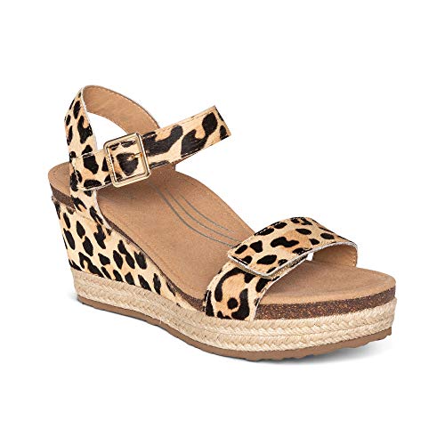 Aetrex Espadrilles mit Keilabsatz Sydney Viertelstreifen, Leopard, 40 EU von Aetrex