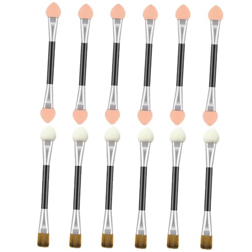 Lidschatten Pinsel, 12 Pcs Sponge Eyeshadow Brush, Lidschatten Pinsel Doppelseitige Color, Einweg Lidschatten Applikator Lidschattenpinsel Lidschattenpinsel, 12 Lidschattenpinsel von Aeuezxx