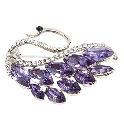 Strass-Brosche, Legierungs-Kleidungs-Brosche Lila Feder-Hingucker für den Täglichen Gebrauch oder Bankett von Aeun