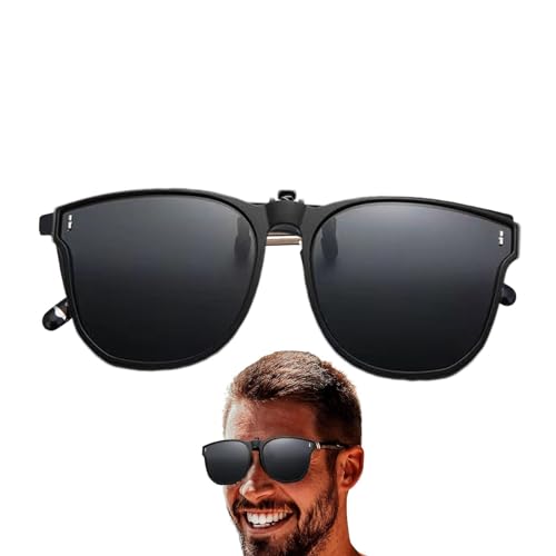 Aeutwekm Sonnenbrille zum Laufen, Sport-Sonnenbrille mit Clip, für Sport, polarisierte Sonnenbrille, Herren-Sonnenbrille zum Angeln, Radfahren, Wandern, Radfahren, Golf, Schwarz , Refer to description von Aeutwekm