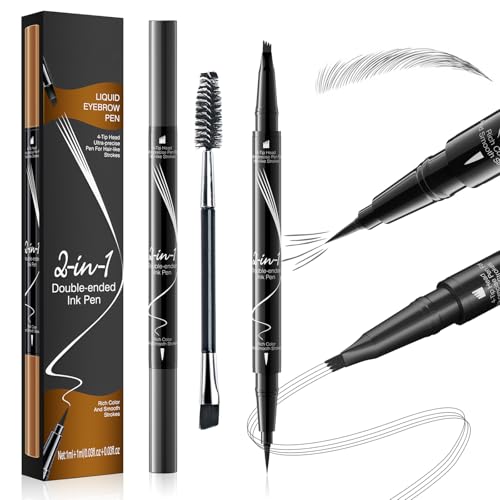 Augenbrauenstift Wasserfest, Eyebrow Pencil 2-in-1 Dual-Ended, 3D Microblading Augenbrauenstift Eye Brow Pencil mit Pinsel, Augenbrauen-Make-up (Grau) von Aeyytoe