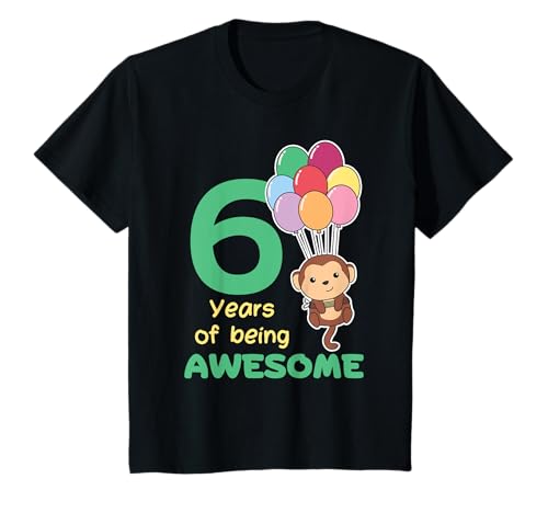 Affe zum 6. Geburtstag für Kinder sechs Jahre alt Affe T-Shirt Affe zum 6. Geburtstag für Kinder sechs Jahre alt Affe T-Shirt von Affe Geburtstags Geschenk süße Tiere
