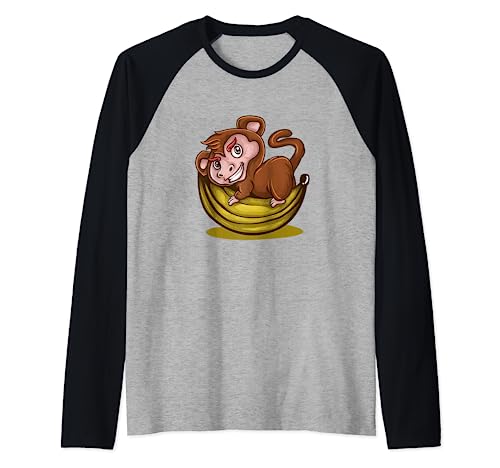 Affe Tshirt Kinder Affengesicht Monkey Dschungel Jungs Raglan von Affe Tshirt Kinder Äffchen Banane Zoo Schimpanse